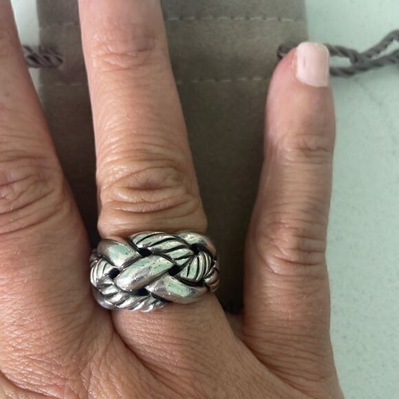 Authentic David Yurman Woven Silver Dome Ring - Picture 4 of 5
